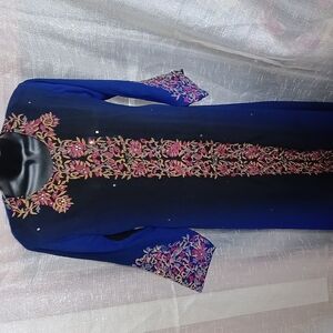 Unbranded womens kurta top Embroidery Sequins, blue to black gradient,  sz S